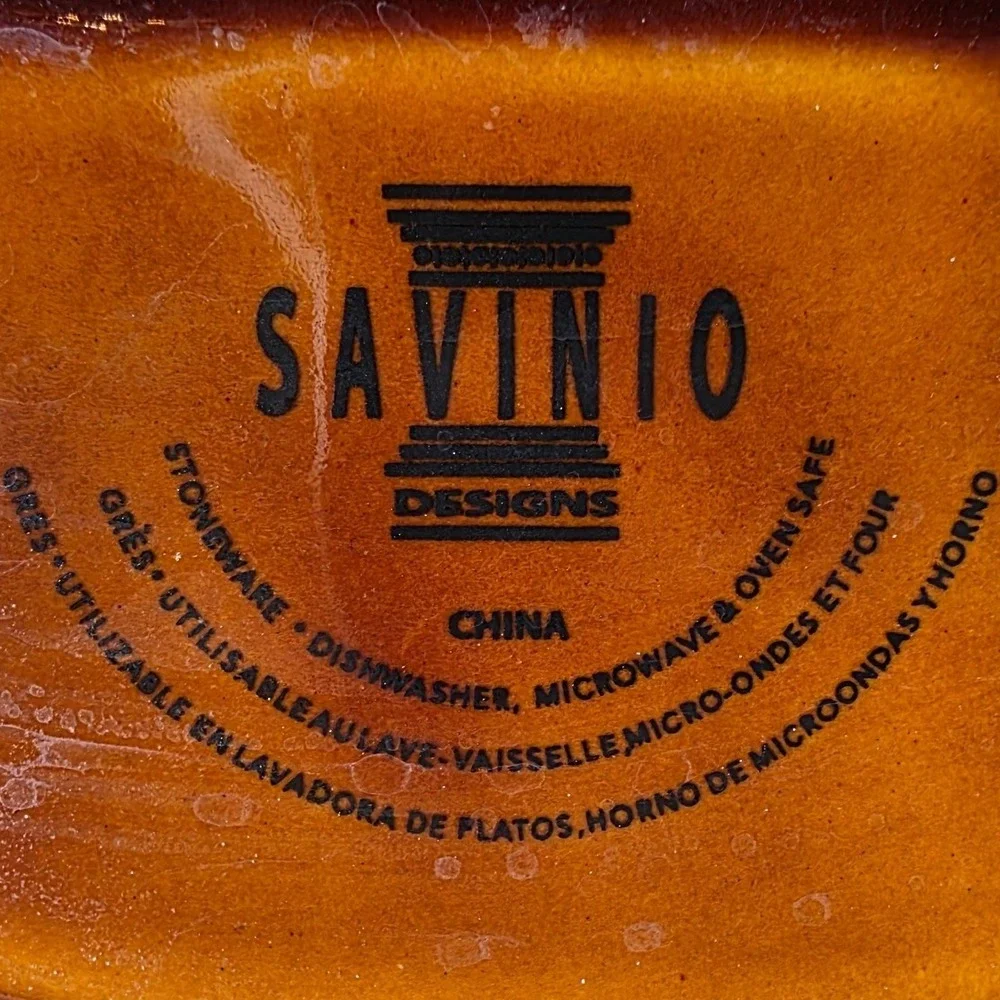 Savinio Designs Green Stoneware Oval Baking Medallion Casserole Pan 10.5in S4